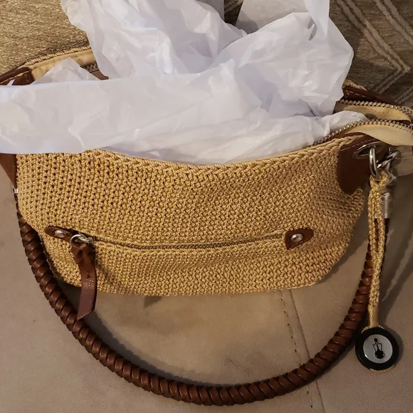 THE SAK crochet brown and tan shoulder bag - Picture 2 of 6